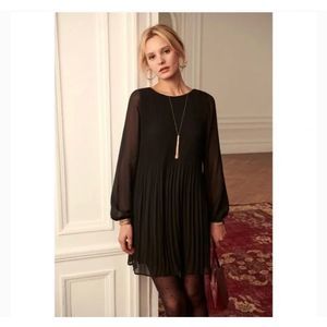 Sezane Black Midi Dress